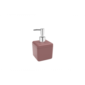 Porta Sabonete Líquido e Álcool Gel Cube 8,5 x 8,5 x 15 cm 330 ml - Rosa Malva Coza