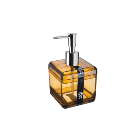 Porta Sabonete Líquido e Álcool Gel Cube 8,5 x 8,5 x 15 cm 330 ml - Mel Coza